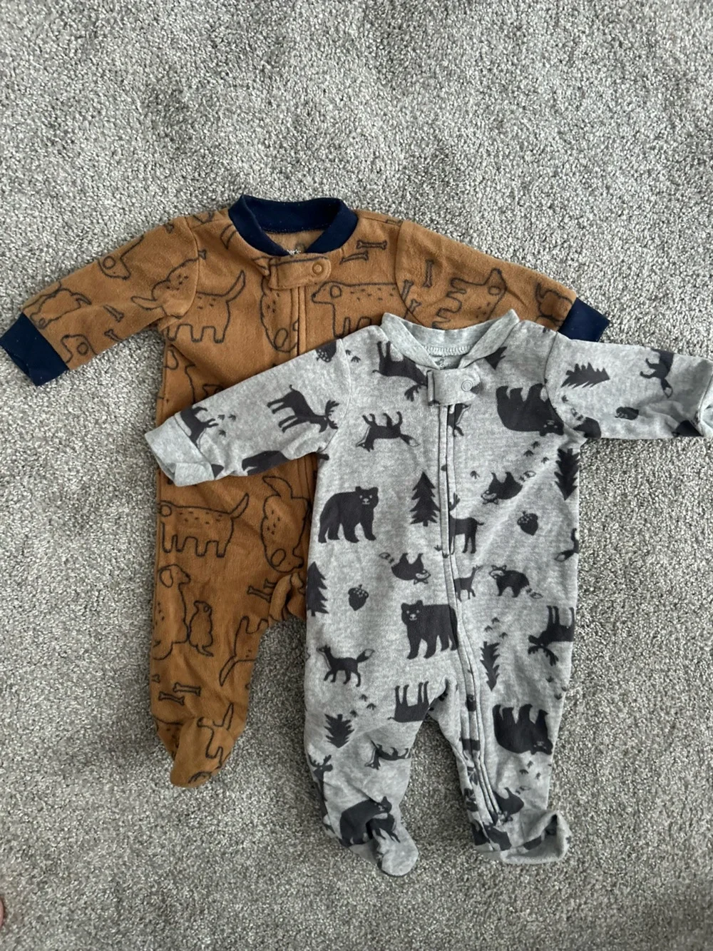 Carter's Brown and Gray Woodland Animal Footed Pajamas Set